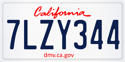 CA license plate 7LZY344