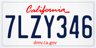 CA license plate 7LZY346
