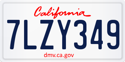 CA license plate 7LZY349