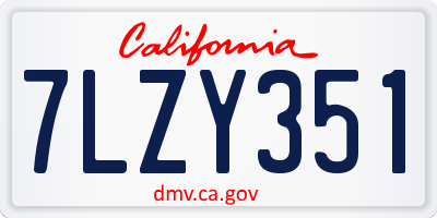 CA license plate 7LZY351