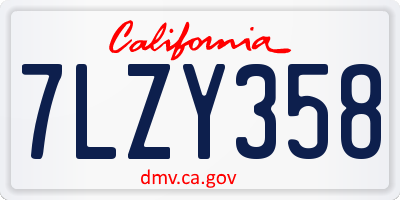 CA license plate 7LZY358