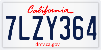 CA license plate 7LZY364
