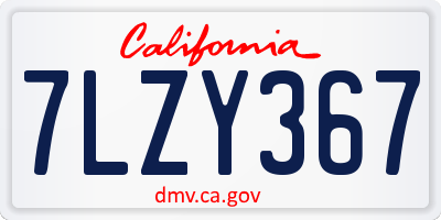 CA license plate 7LZY367