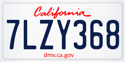 CA license plate 7LZY368