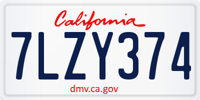 CA license plate 7LZY374