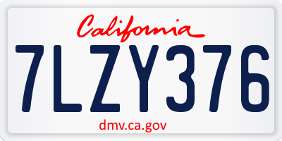 CA license plate 7LZY376