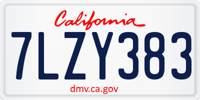CA license plate 7LZY383