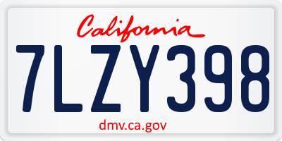 CA license plate 7LZY398