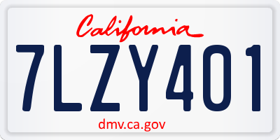 CA license plate 7LZY401