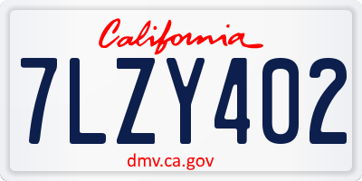 CA license plate 7LZY402