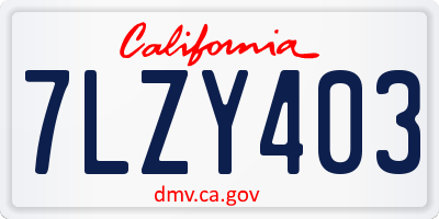 CA license plate 7LZY403