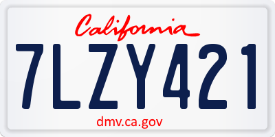 CA license plate 7LZY421