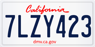 CA license plate 7LZY423