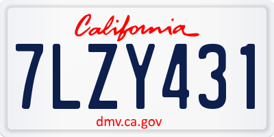 CA license plate 7LZY431