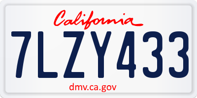 CA license plate 7LZY433