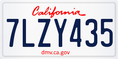 CA license plate 7LZY435