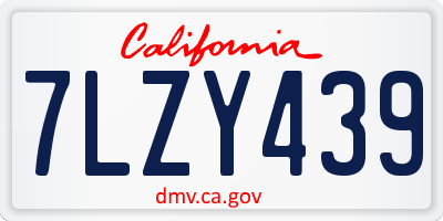 CA license plate 7LZY439