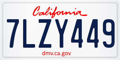 CA license plate 7LZY449