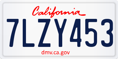 CA license plate 7LZY453