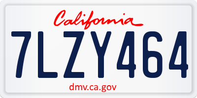 CA license plate 7LZY464