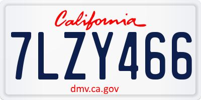 CA license plate 7LZY466
