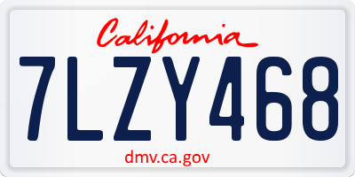 CA license plate 7LZY468