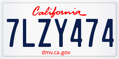CA license plate 7LZY474