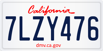 CA license plate 7LZY476