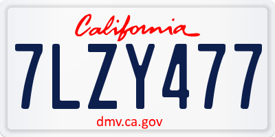 CA license plate 7LZY477