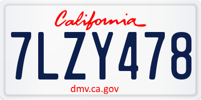CA license plate 7LZY478
