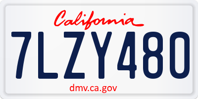 CA license plate 7LZY480