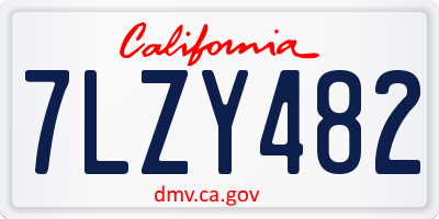 CA license plate 7LZY482