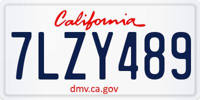 CA license plate 7LZY489