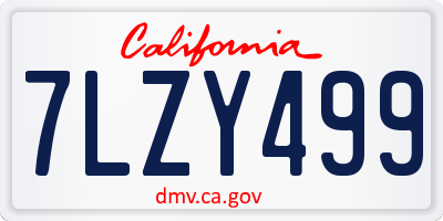 CA license plate 7LZY499