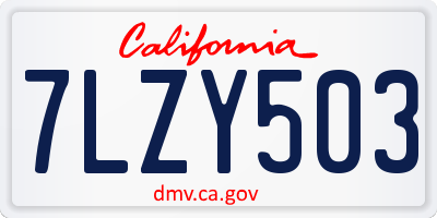CA license plate 7LZY503