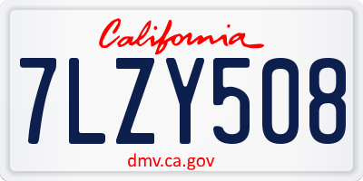 CA license plate 7LZY508