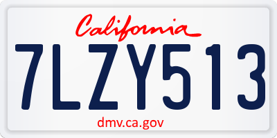 CA license plate 7LZY513