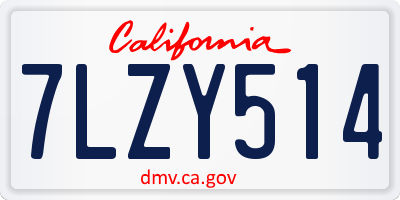 CA license plate 7LZY514