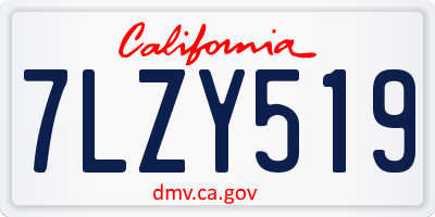 CA license plate 7LZY519