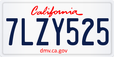 CA license plate 7LZY525