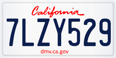 CA license plate 7LZY529