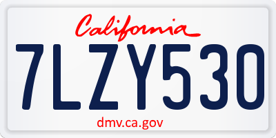 CA license plate 7LZY530