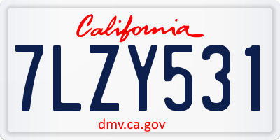 CA license plate 7LZY531