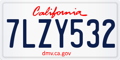 CA license plate 7LZY532