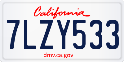 CA license plate 7LZY533