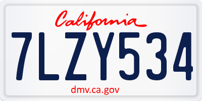 CA license plate 7LZY534