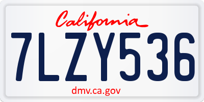 CA license plate 7LZY536