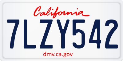 CA license plate 7LZY542