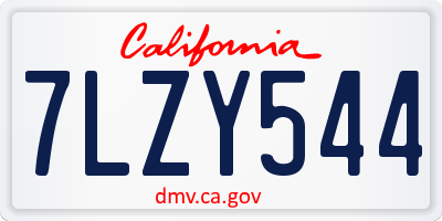 CA license plate 7LZY544