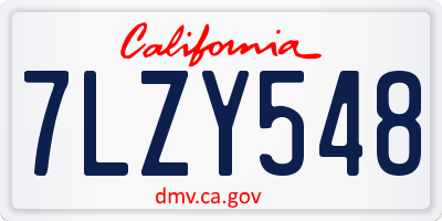 CA license plate 7LZY548